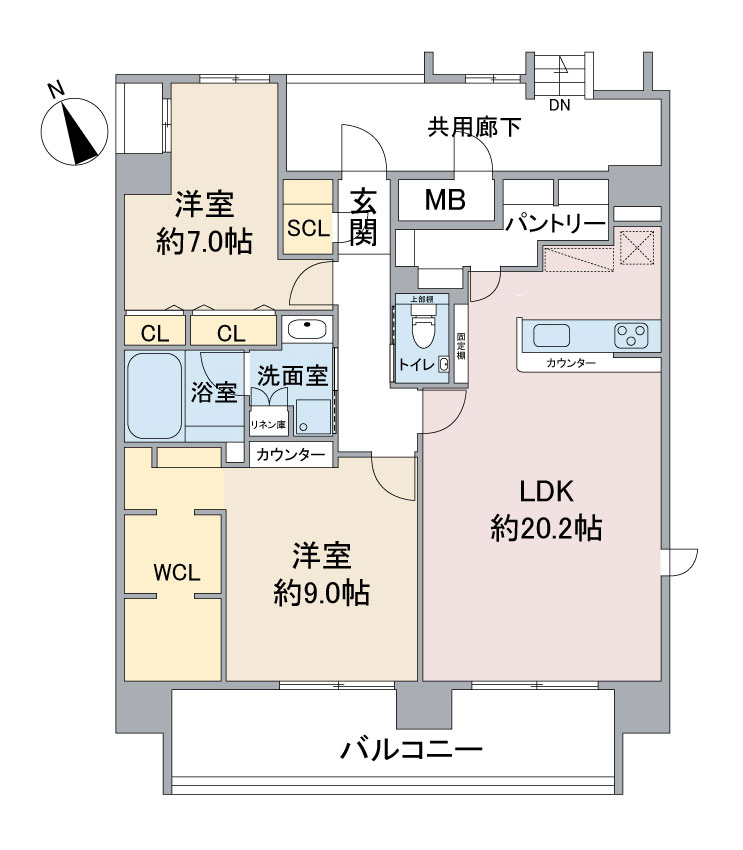 名古屋市瑞穂区豊岡通の新築賃貸マンション「Casa Via(カーサビア)」C1タイプ間取り