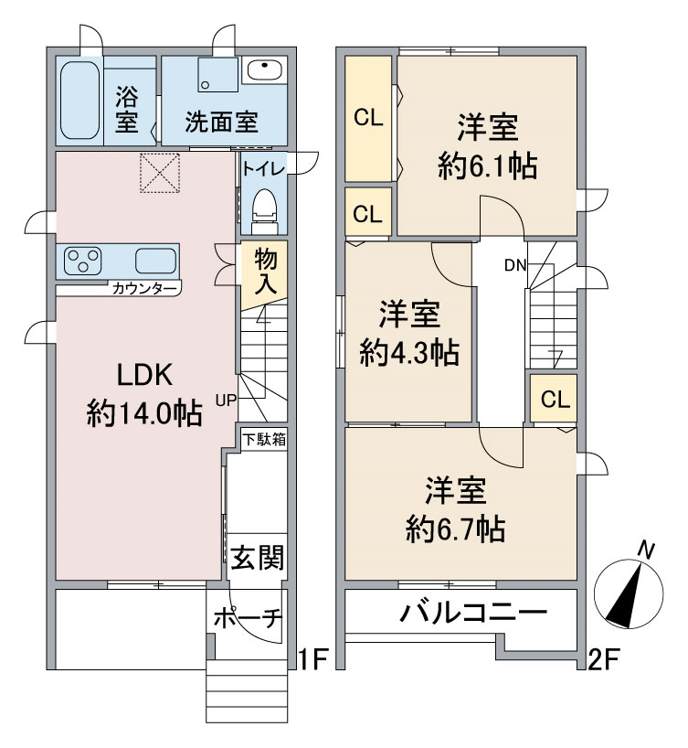 名古屋市緑区藤塚の新築賃貸一戸建て「ヴィラ藤塚」間取り