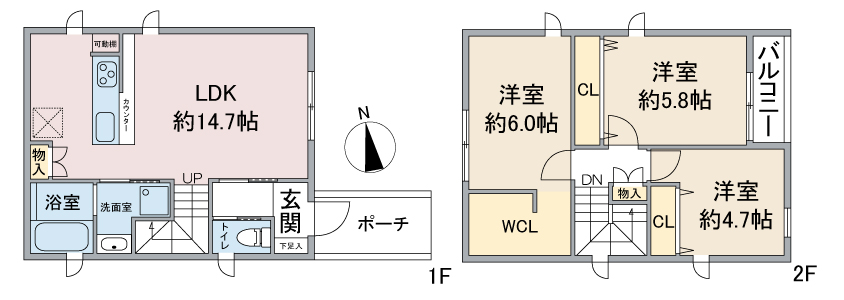 名古屋市名東区一社の新築一戸建て住宅「クーボ一社2」間取り