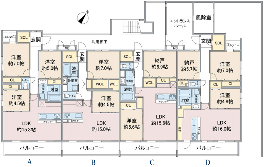 名古屋市名東区上社の新築賃貸マンション「Parador de Kamiyashiro II(パラドール デ カミヤシロ II)」 A（西棟）　2LDK