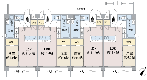 名古屋市名東区上社の新築賃貸マンション「Parador de Kamiyashiro II(パラドール デ カミヤシロ II)」 A（西棟）　2LDK