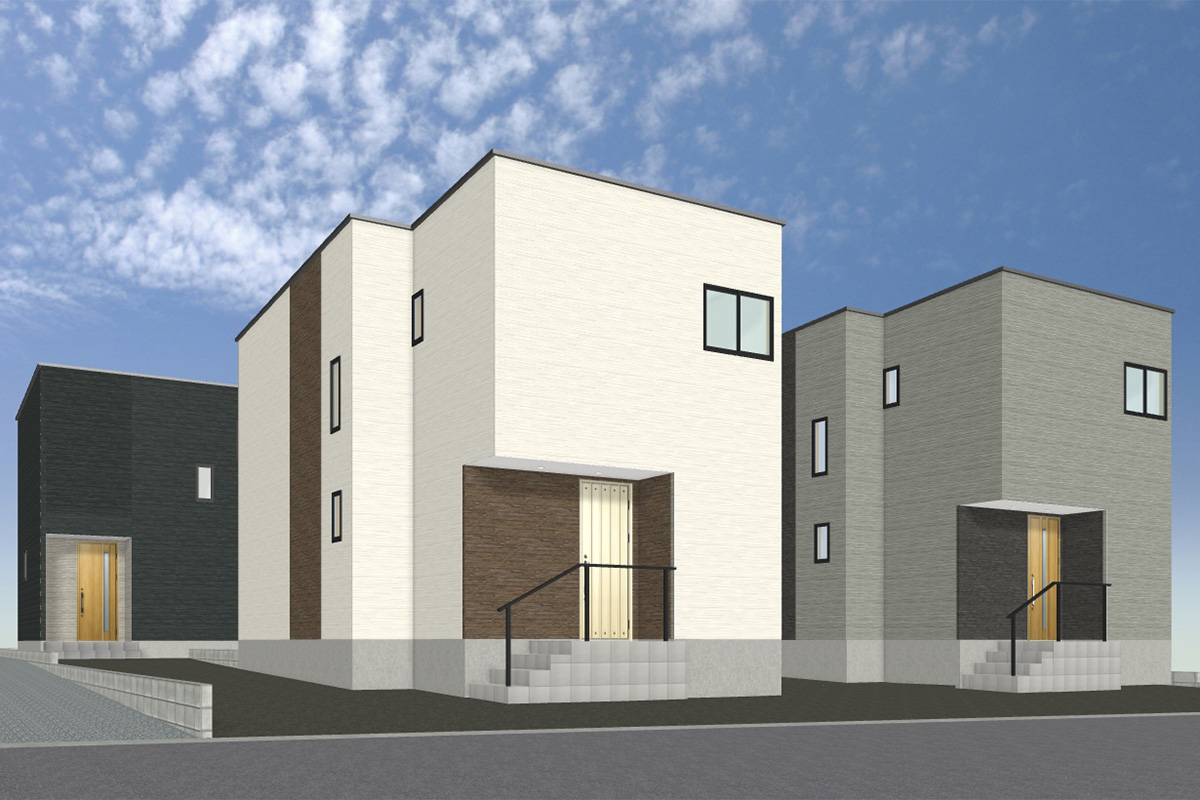 名古屋市守山区吉根の新築戸建賃貸住宅「吉根貸戸建」北東外観デザイン