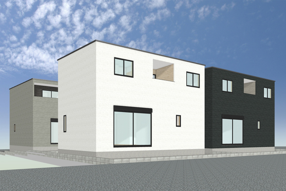 名古屋市守山区吉根の新築戸建賃貸住宅「吉根貸戸建」南西外観デザイン