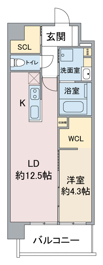 名古屋市北区真畔町、名城線「志賀本通」駅徒歩9分の新築賃貸マンション「Vert桜」間取り