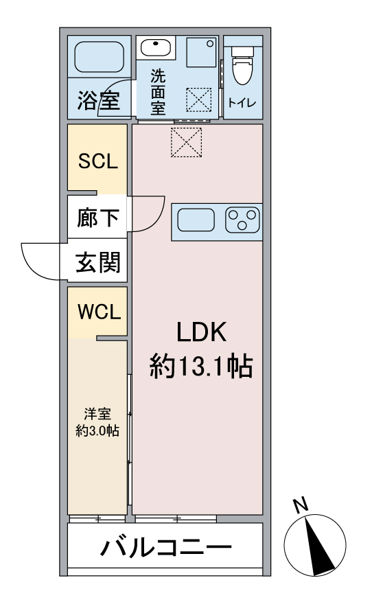 名古屋市西区名西の新築賃貸アパート「(仮称)リブレ名西一丁目」Aタイプ間取り