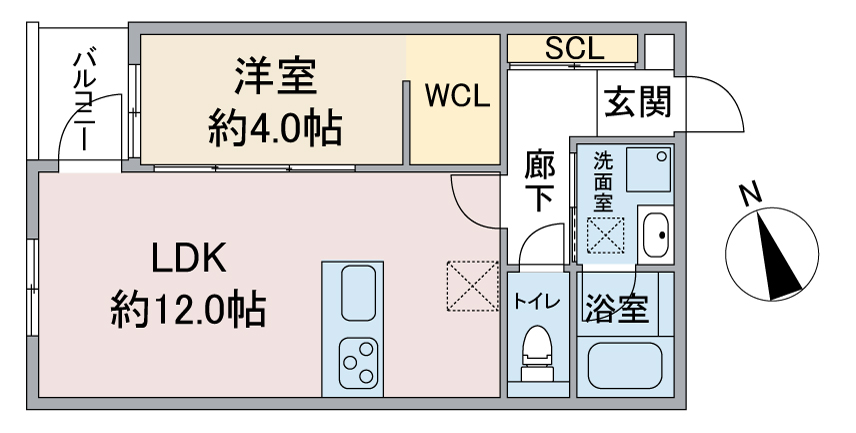 名古屋市西区名西の新築賃貸アパート「(仮称)リブレ名西一丁目」Bタイプ間取り