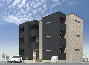 名古屋市北区清水の新築アパート「LIBRE COURT 清水」外観