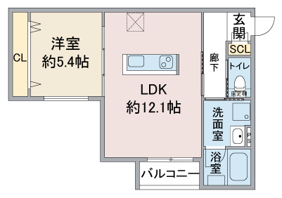 名古屋市北区清水の新築賃貸アパート「LIBRE COURT 清水」Aタイプ間取り