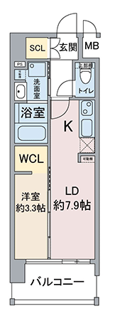 名古屋市北区城西の新築賃貸マンション「Thames garden place」間取りCタイプ