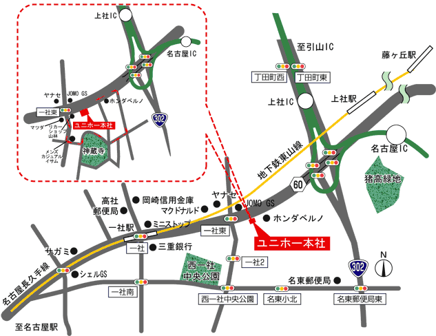 ユニホー名古屋本社マップ